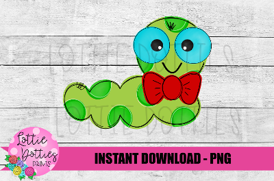 Boy Caterpillar PNG - Caterpillar With Bow Tie  Sublimation - School Design