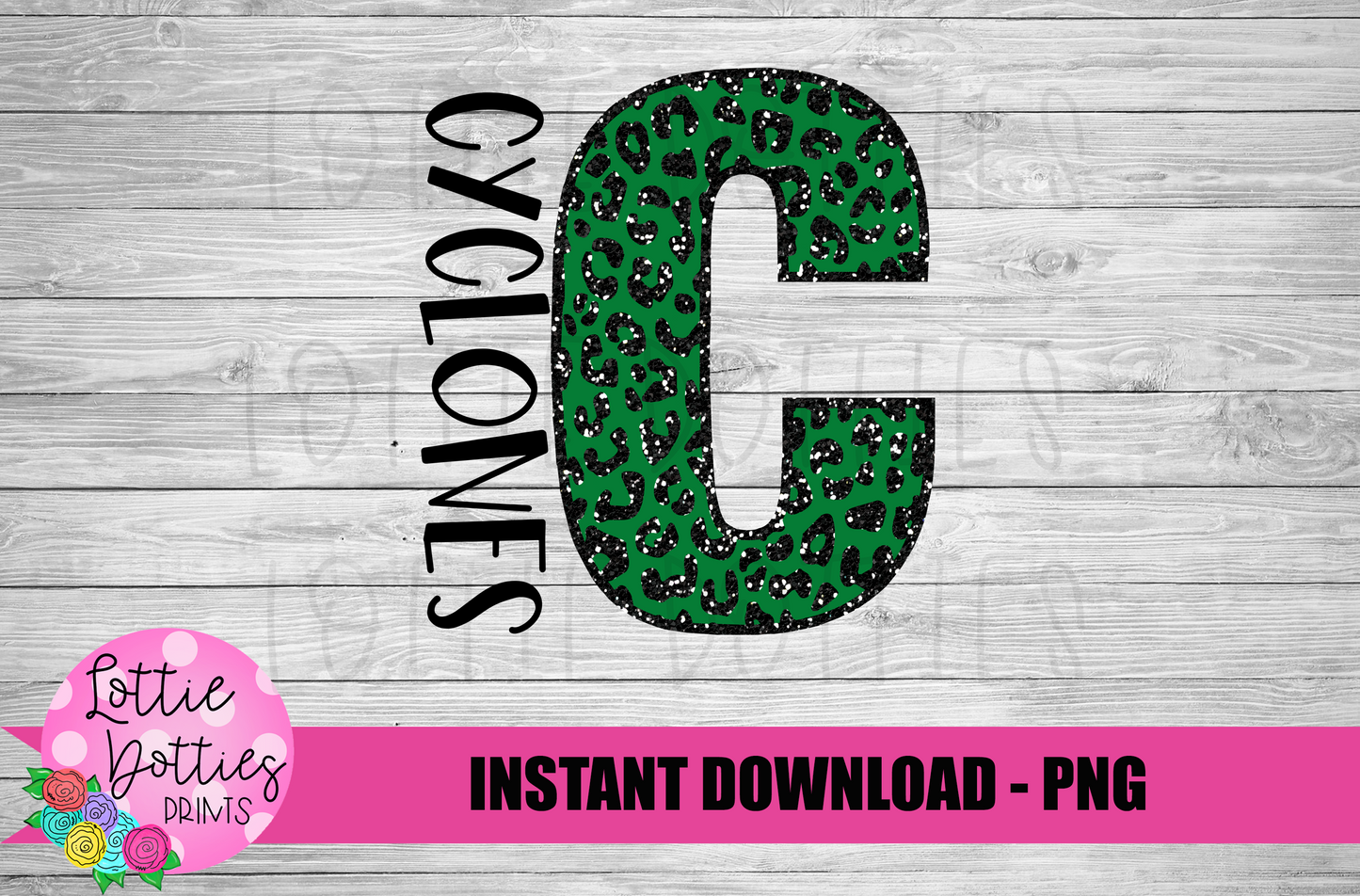 C - Cyclones PNG - Sublimation - Mascot Design - Green Leopard