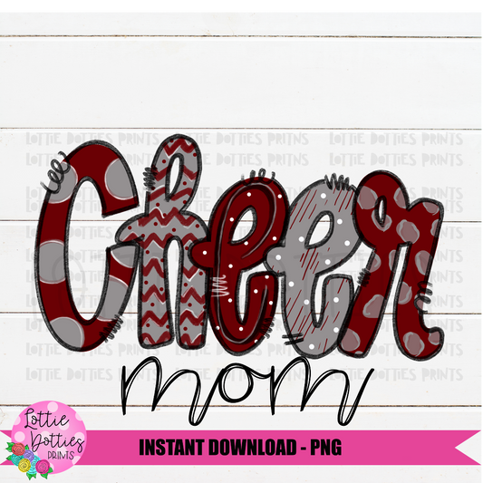 Cheer Mom Png - Cheerleader Sublimation File -Maroon, Gray and  Black - Instant download - Digital Download