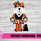 Tiger Cheerleader Png - Black and Orange  Bow - Football Sublimation Design