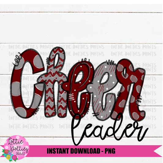 Cheer leader Png - Cheerleader Sublimation File - maroon gray and black- Instant download - Digital Download