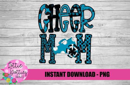 Cheer Mom Png - Cheer Sublimation File - Blue and Black - Instant download - Digital Download