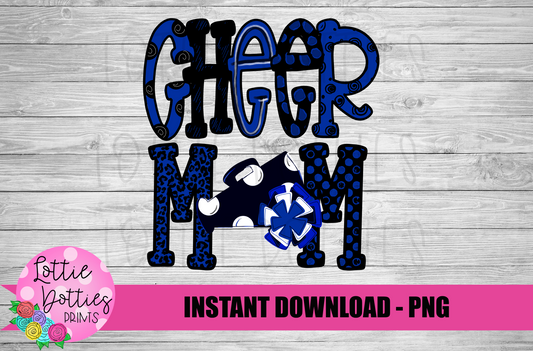 Cheer Mom Png - Cheer Sublimation File - Blue and Black - Instant download - Digital Download
