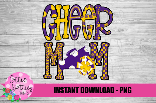 Cheer Mom Png - Cheer Sublimation File - Purple and Gold - Instant download - Digital Download