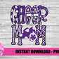 Cheer Mom Png - Cheer Sublimation File - Purple and White - Instant download - Digital Download