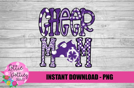 Cheer Mom Png - Cheer Sublimation File - Purple and White - Instant download - Digital Download