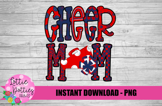 Cheer Mom Png - Cheer Sublimation File - Navy and Red - Instant download - Digital Download