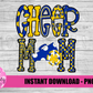 Cheer Mom Png - Cheer Sublimation File - Royal and Gold - Instant download - Digital Download