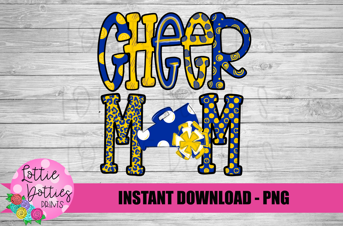 Cheer Mom Png - Cheer Sublimation File - Royal and Gold - Instant download - Digital Download