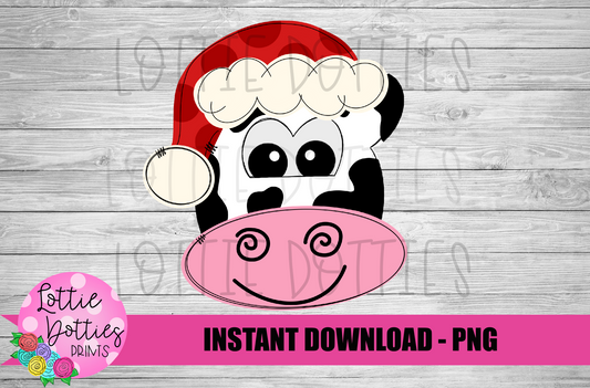 Christmas Cow Png - Christmas Cow Sublimation Design- Digital Download