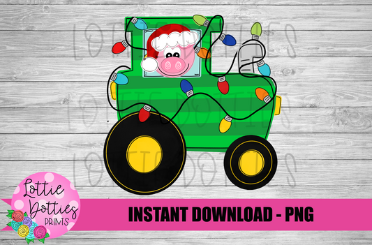 Christmas Tractor Png - Pig - Png - Christmas  Sublimation Design- Digital Download