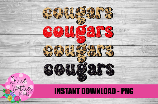 Cougars Stacked  Png - Sublimation Design - Cougars  Sublimation- Digital Download