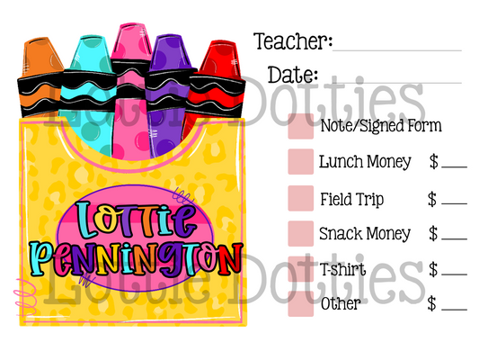 Teacher Note Template - Crayon Box Leopard