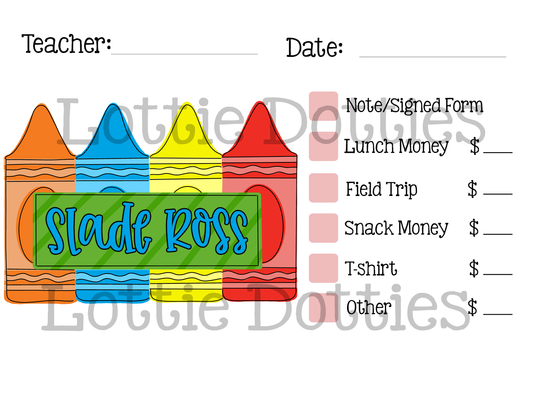 Teacher Note Template - Crayon Set Boy