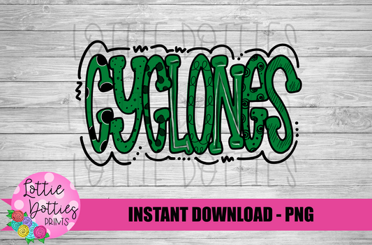 Cyclones PNG - Sublimation - Mascot Design - Green