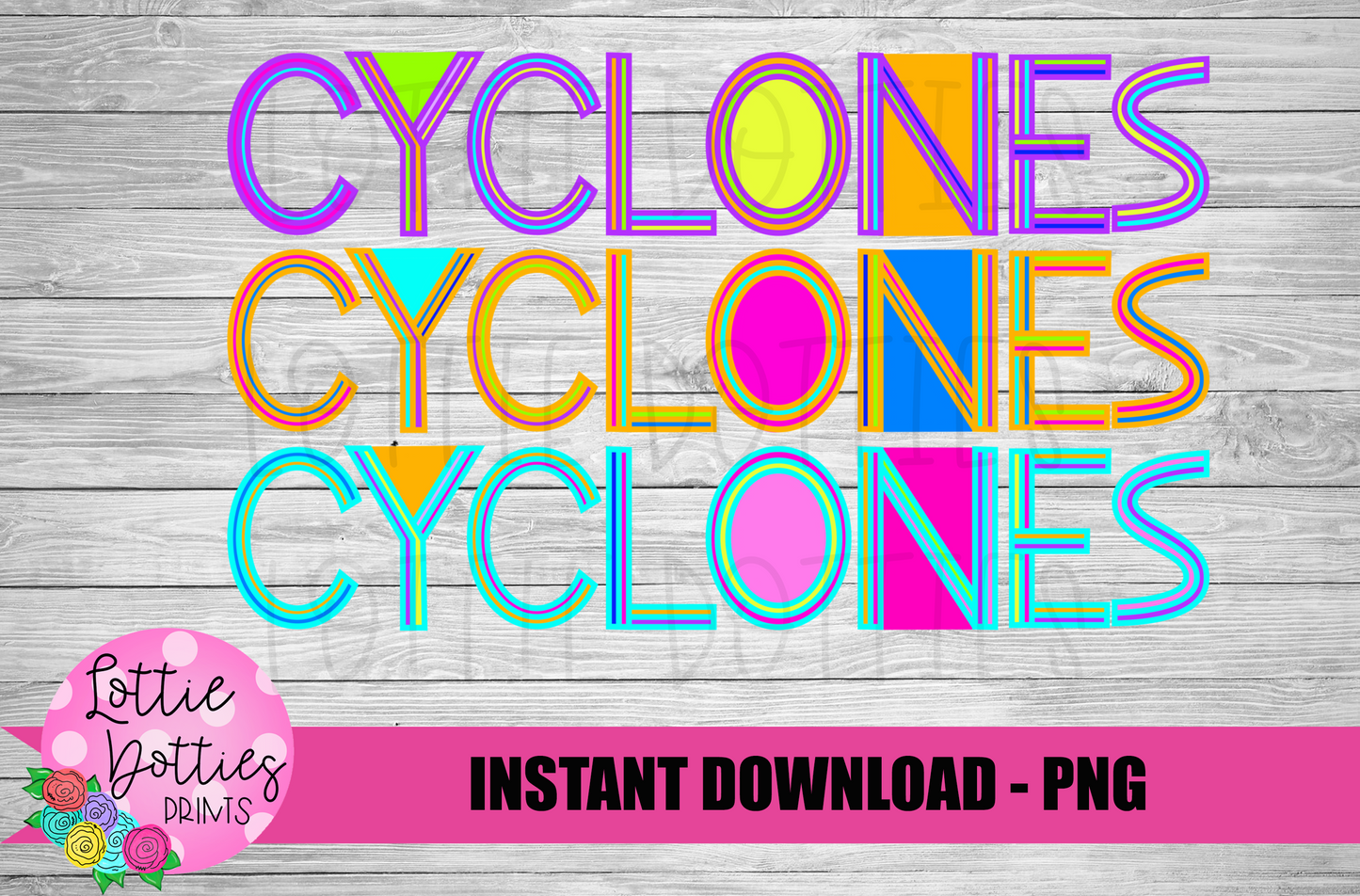 Cyclones PNG - Sublimation - Mascot Design - Neon