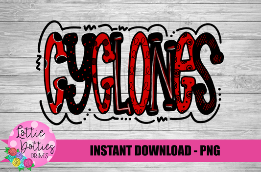 Cyclones PNG - Sublimation - Mascot Design - Red and Black