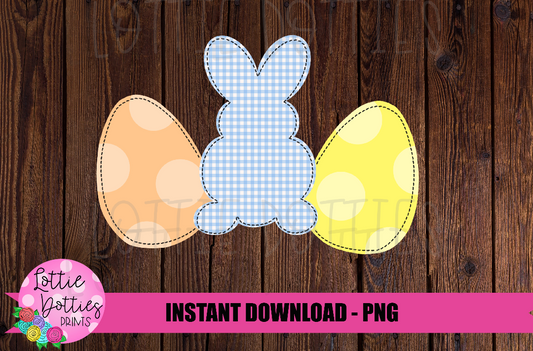 Trio Eggs and Bunny PNG -  Digital Download - Easter Png