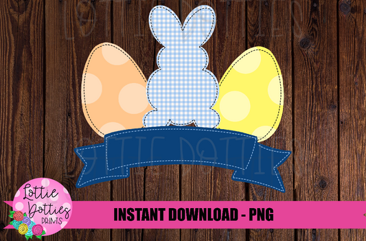 Trio Eggs and Bunny PNG -  Digital Download - Easter Png