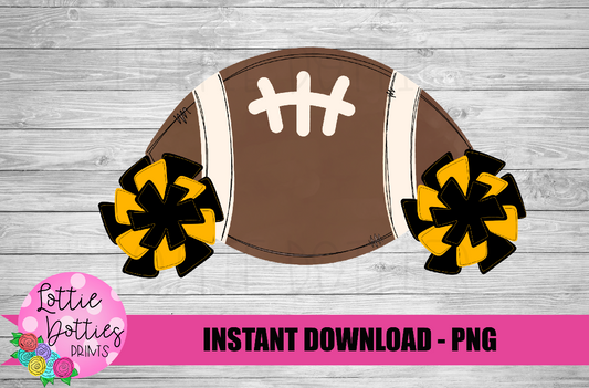 Football Png - Football Sublimation Design - Black and Gold - Digital Download