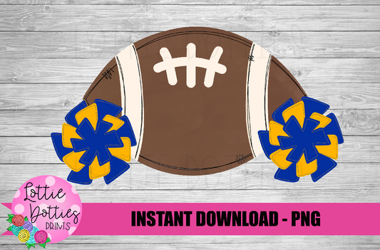 Football Png - Football Sublimation Design - Royal amd Gold  - Digital Download