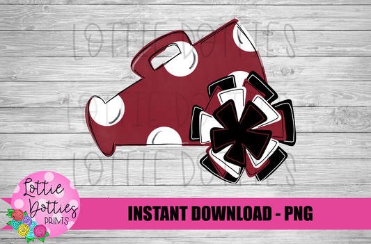 Megaphone PNG - Cheer Design - Maroon and Black Megaphone Sublimation