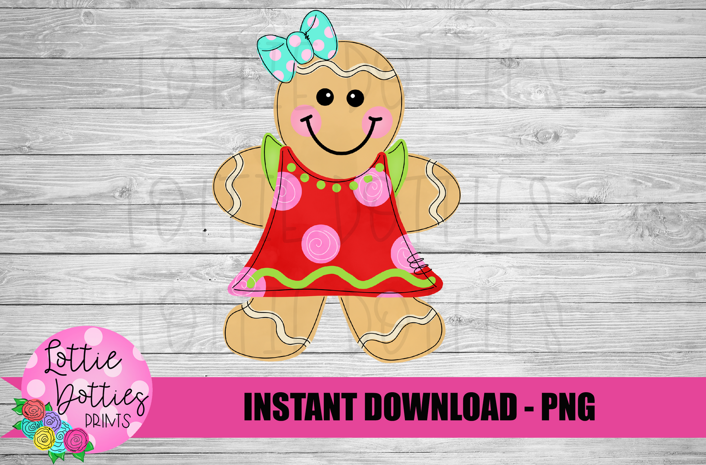 Gingerbread Girl Png - Christmas Sublimation Design- Digital Download