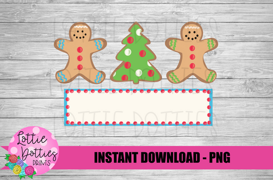 Gingerbread Name Patch Png - Christmas Sublimation Design- Digital Download