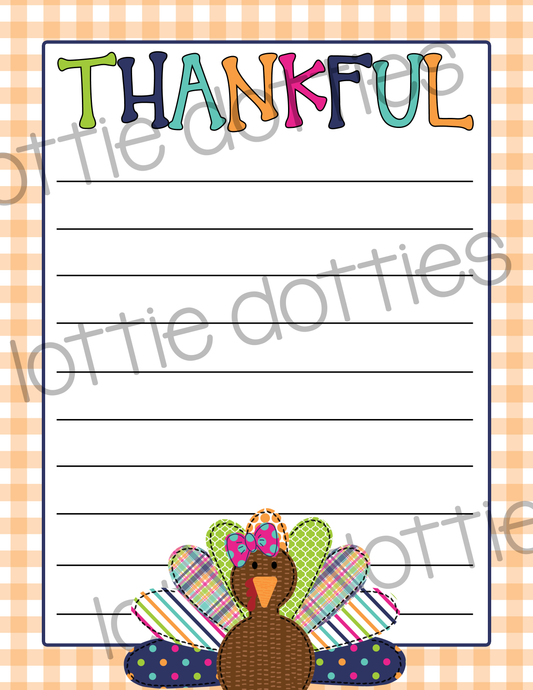 Thankful List - Digital Download - I am Thankful for - Kids Printable