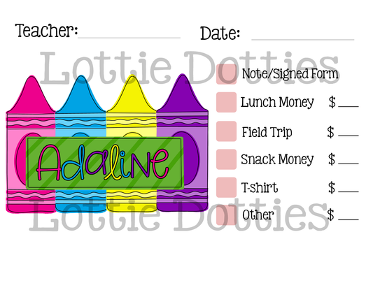 Teacher Note Template - Girl Crayon Set