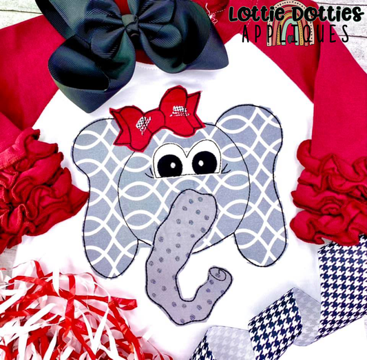 Elephant Girl Applique Design - Machine Embroidery - Instant Download