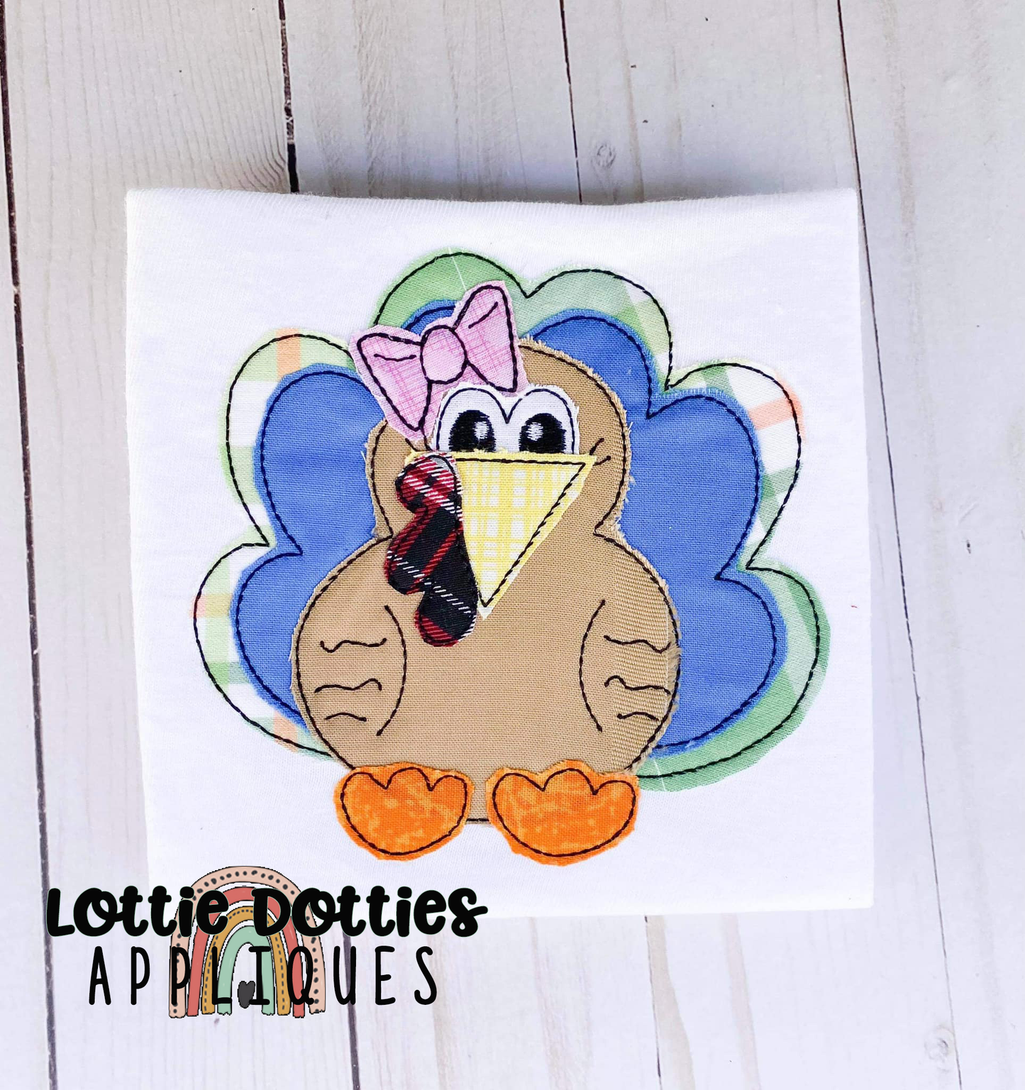 Turkey Girl Applique Design - Machine Embroidery - Instant Download