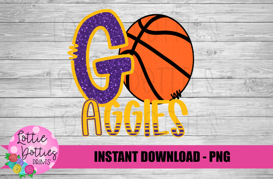 Go Aggies PNG - Basketball - Aggies -  sublimation design - Digital Download
