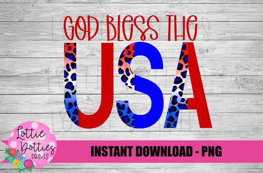 USA Png - Patriotic Sublimation Designs - Digital Download - Leopard