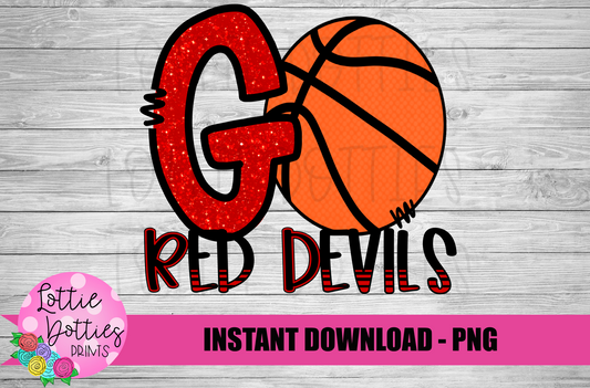 Go Red Devils Png - Football Sublimation Design - Digital Download