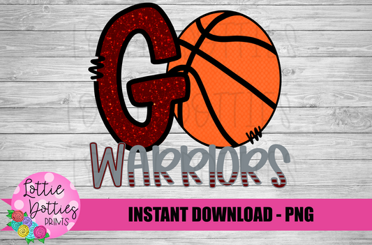 Go Warriors Basketball  Png - Mascot  Sublimation Design - Digital Download