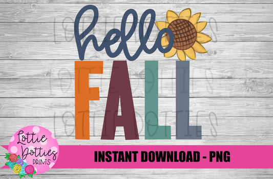 Hello Fall Png - Fall Sublimation Design - Digital Download