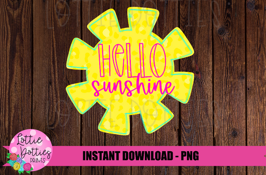 Hello  Sunshine Png - Summer Sublimation File - Instant download - Digital Download