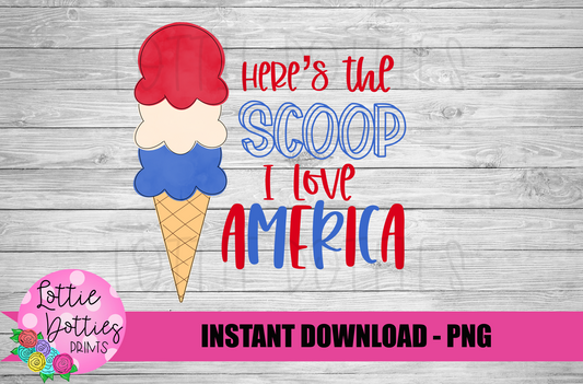 Patriotic Ice Cream Png - Patriotic Sublimation Design - Digital Download