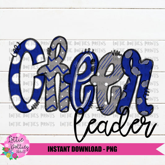 Cheer leader Png - Cheerleader Sublimation File - Royal Blue, White and Gray  - Instant download - Digital Download
