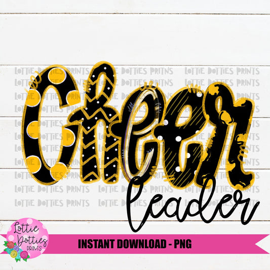 Cheer leader Png - Cheerleader Sublimation File - Black and Gold - Instant download - Digital Download
