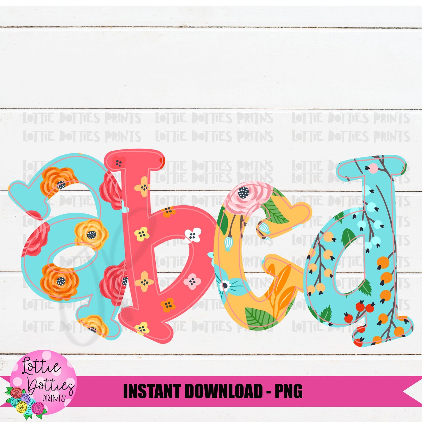 Floral Faux Applique Alphabet - Alpha Pack - Alphabet Clipart - Instant Download