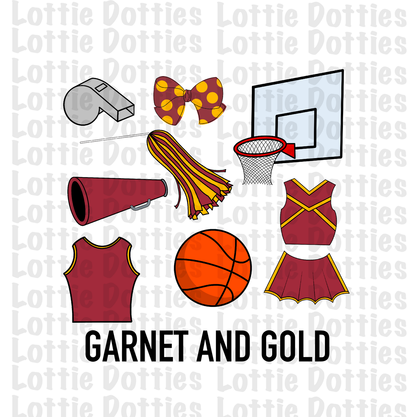 Garnet and Gold Basketball and Cheer Elements - Basketball Alpha Pack add ons - Basketball Clipart - Digital Download - PNG