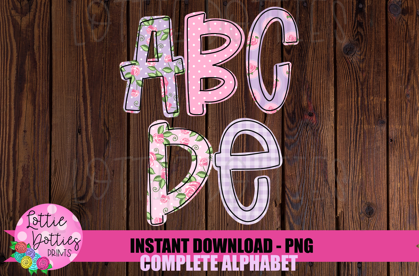 Purple Floral Alphabet - Alpha Pack - Alphabet Clipart