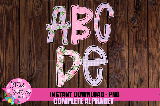 Purple Floral Alphabet - Alpha Pack - Alphabet Clipart