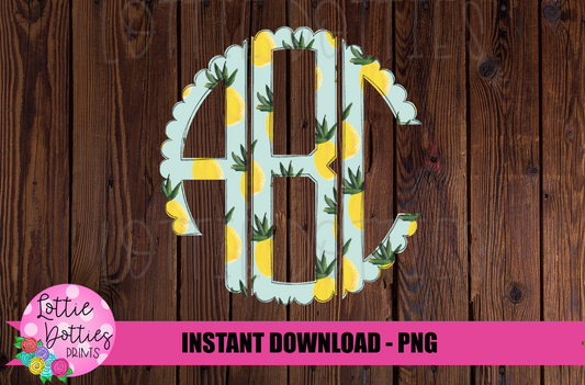 Pineapple Scallop Monogram Alphabet - Alpha Pack - Alphabet Clipart - Instant Download