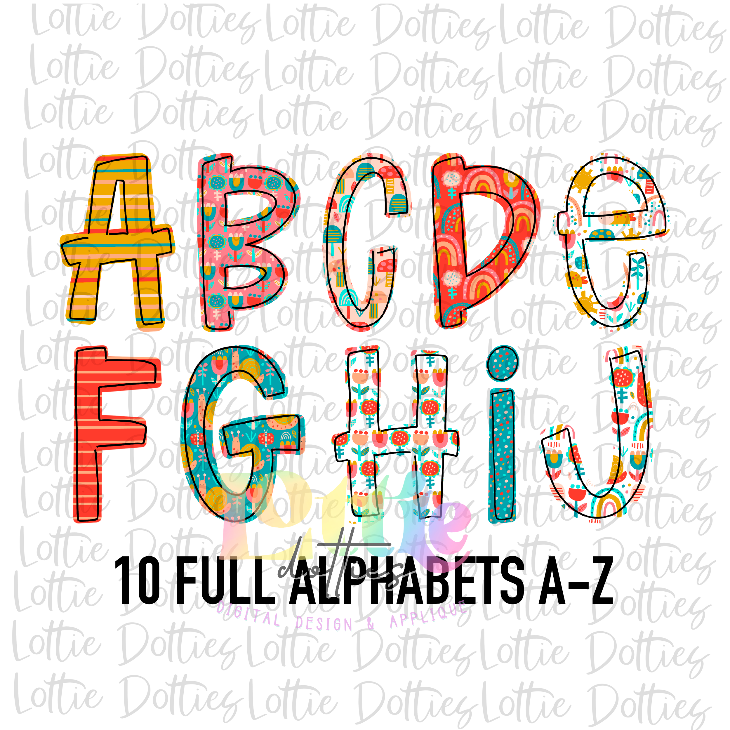 Colorful Nature Alpha - Alpha Pack - Alphabet Clipart - Instant Downlo ...