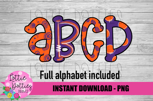 Orange and Purple Hand Lettered Alphabet - Alpha Pack - Alphabet Clipart - Instant Download  - Girl Alpha Pack