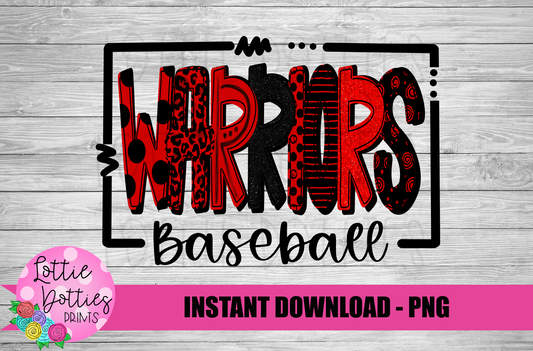 Warriors Baseball Png - Mascot  Sublimation Design - Digital Download