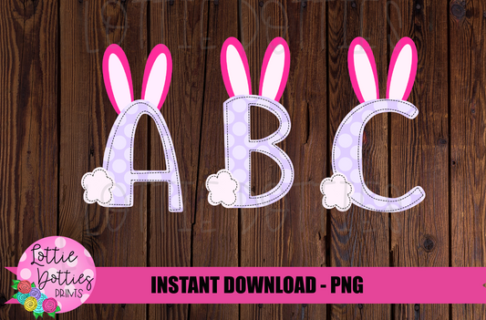 Easter Bunny Faux Applique Alphabet - Alpha Pack - Alphabet Clipart - Instant Download